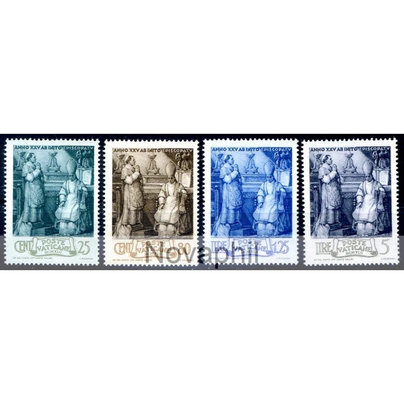 VATICANO 1943 - XXV °  EPISCOPATO PIO XII  SERIE NUOVA **
