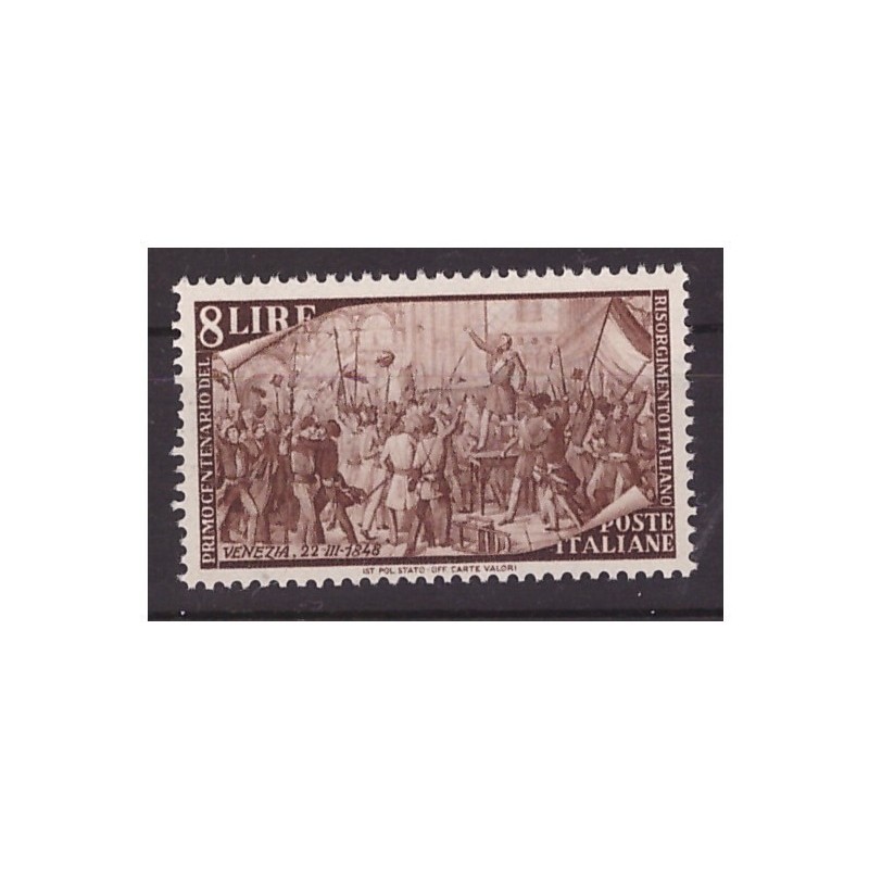 ITALIA  1948  -  RISORGIMENTO  LIRE 8   NUOVO  **