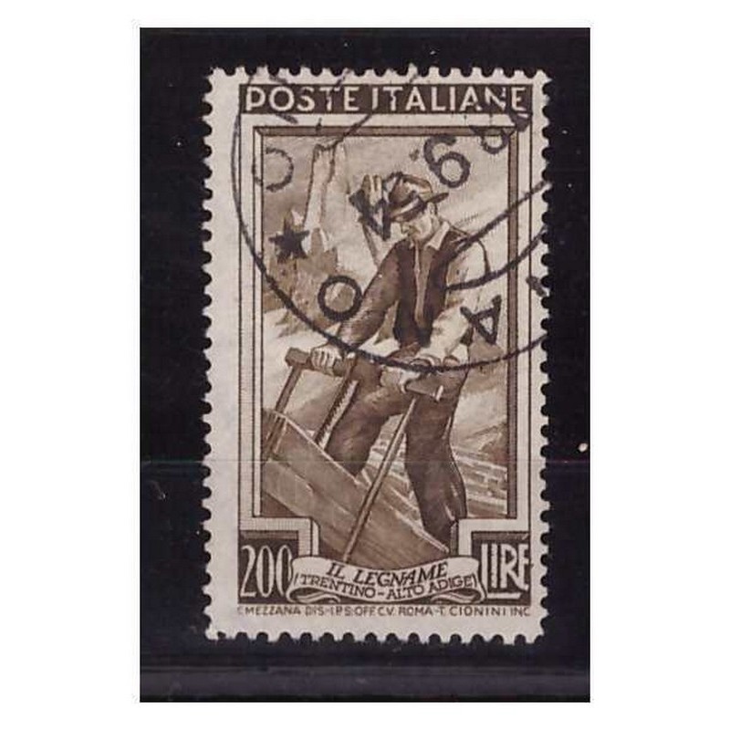 ITALIA AL LAVORO 1950 - LIRE 200 DENTELLATO 13 1/4