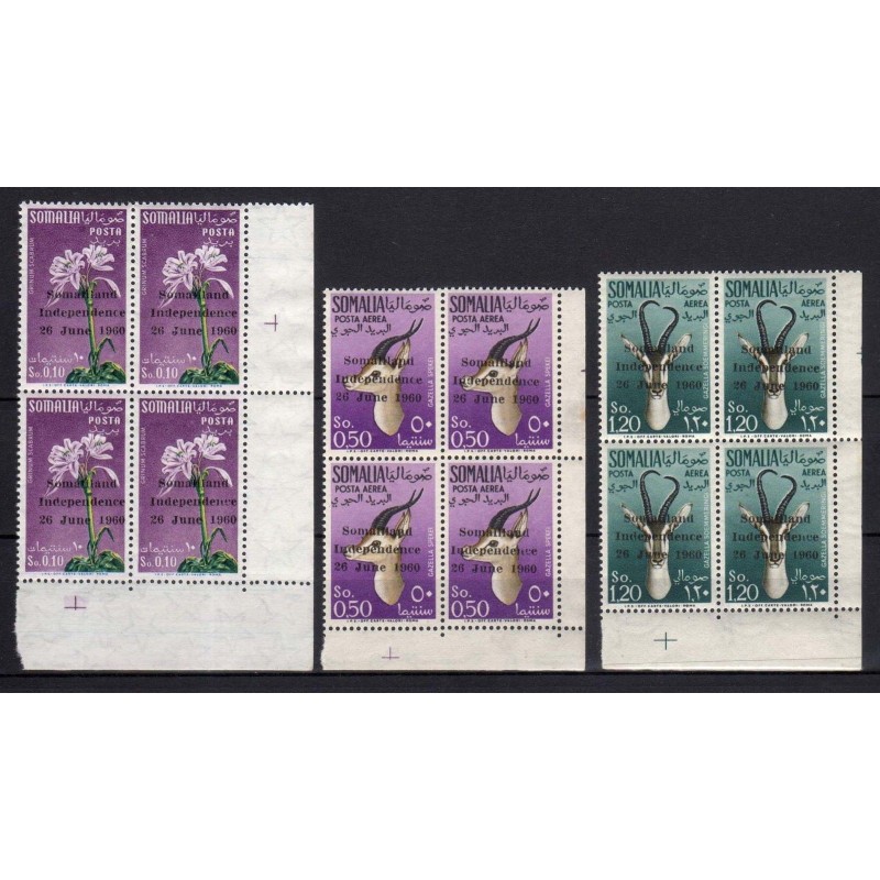 SOMALIA 1960 - PROCLAMAZIONE INDIPENDENZA - SERIE NUOVA ** QUARTINE