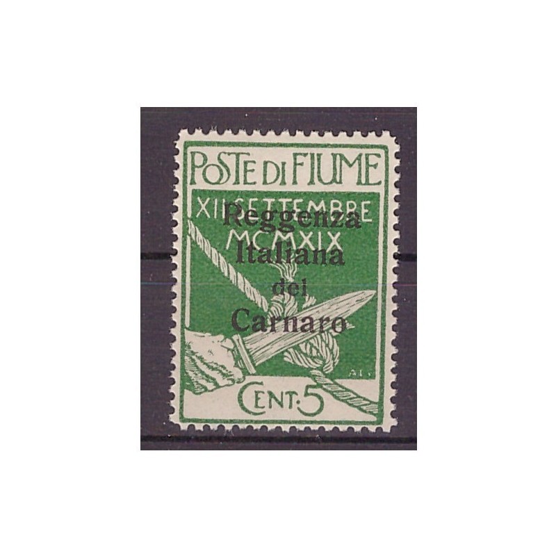 FIUME 1920 - REGGENZA DEL CARNARO Cent. 5 nuovo **