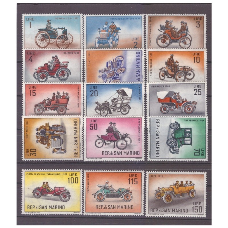 SAN MARINO 1962 -  STORIA DELL'AUTOMOBILE  -  SERIE   NUOVA    **