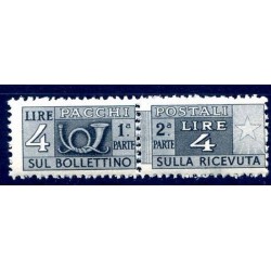 ITALIA 1947 - PACCHI POSTALI   4  Lire   RUOTA  NUOVO **