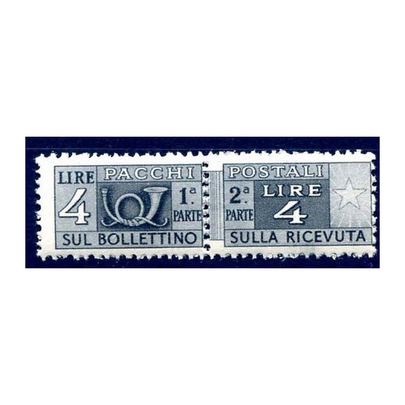 ITALIA 1947 - PACCHI POSTALI   4  Lire   RUOTA  NUOVO **