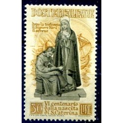 ITALIA 1948 - SANTA CATERINA DA SIENA LIRE 30 NUOVO  *