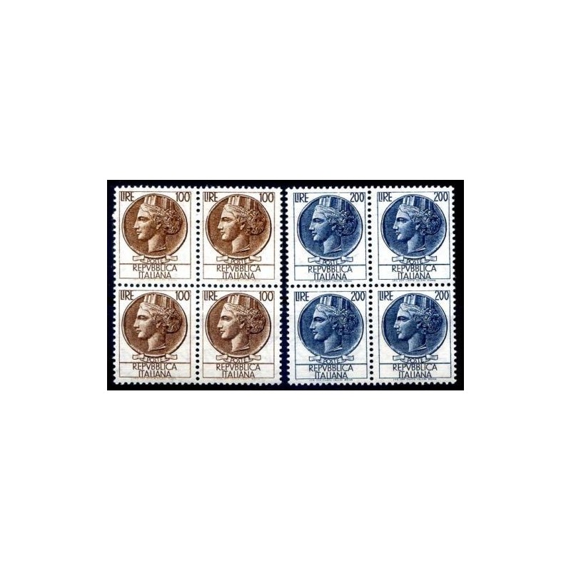 ITALIA 1959 -SIRACUSANA Lire  100 + 200   QUARTINA NUOVA **