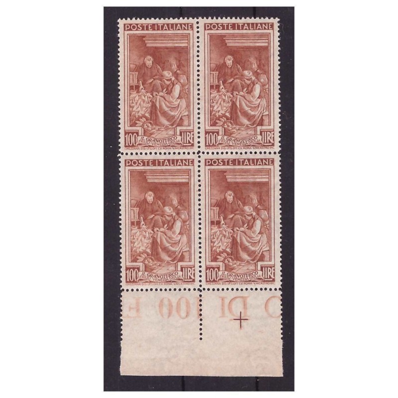 ITALIA 1950 - LAVORO Lire  100  QUARTINA NUOVA **