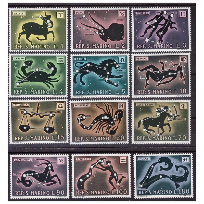 SAN MARINO 1970 SEGNI ZODIACALI ZODIACO SERIE  NUOVA **