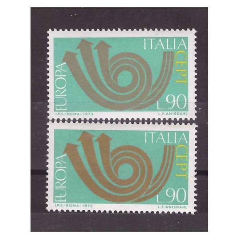 1973 -   EUROPA  90 LIRE  -  CORNO COLOR BRONZO  VARIETA'  - Sassone  1218a
