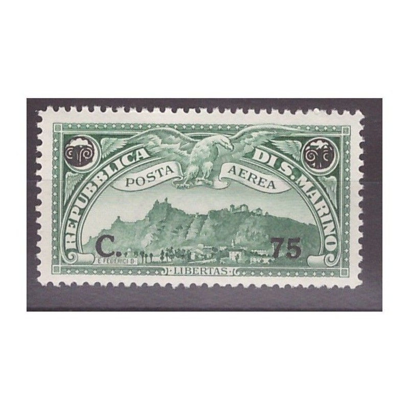 SAN MARINO 1936 - POSTA AEREA CENT. 75 NUOVO **