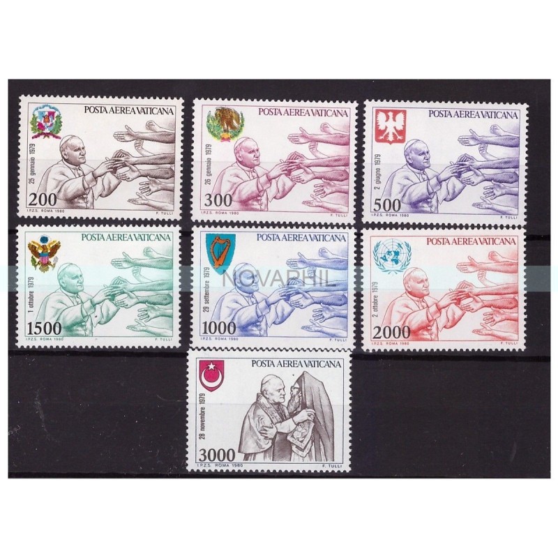 VATICANO 1980 - POSTA AEREA VIAGGI DEL PAPA SERIE NUOVA **