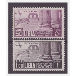 LIBIA 1937 - STRADA LITORANEA - POSTA AEREA - SERIE  NUOVA **