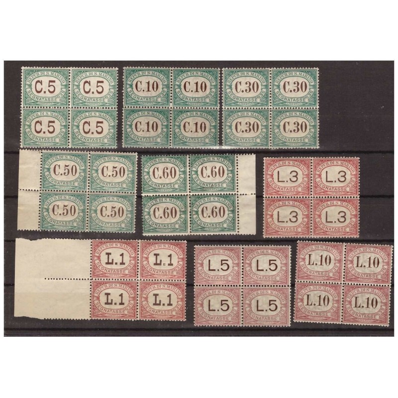 SAN MARINO 1919  - SEGNATASSE  SERIE  NUOVA ** QUARTINA