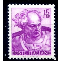 MICHELANGIOLESCA 1961 - LIRE 15 VARIETA'  CARTA SPESSA **