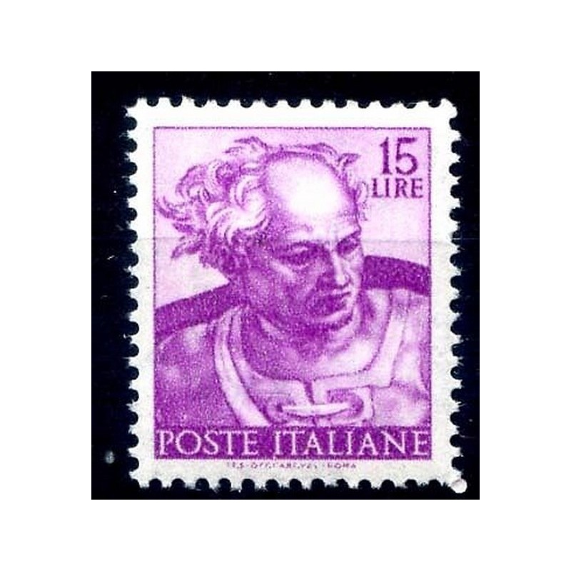 MICHELANGIOLESCA 1961 - LIRE 15 VARIETA'  CARTA SPESSA **