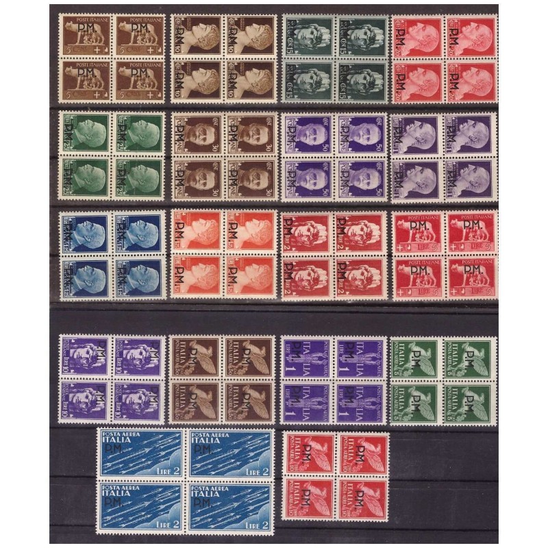 REGNO 1942 -  Posta Militare emissione completa - 20 v. NUOVI  ** QUARTINA