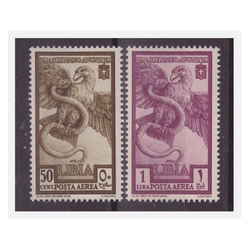 LIBIA  1938 -  BIMILLENARIO DI AUGUSTO  POSTA AEREA  SERIE NUOVA **