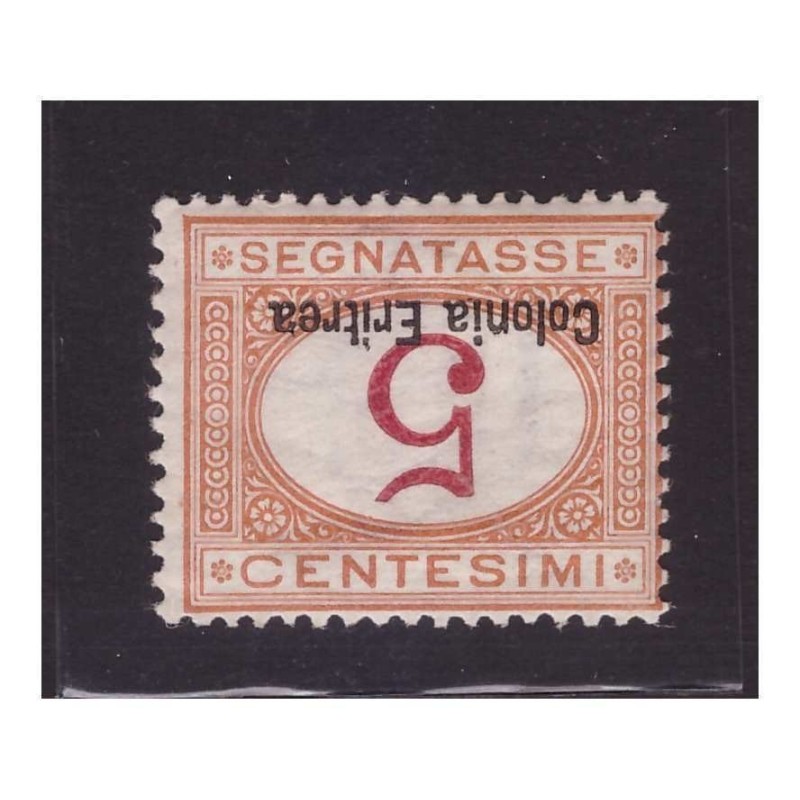 ERITREA  1920  -  SEGNATASSE - 5 C.CIFRA E SOPRASTAMPA CAPOVOLTE  - NUOVO **