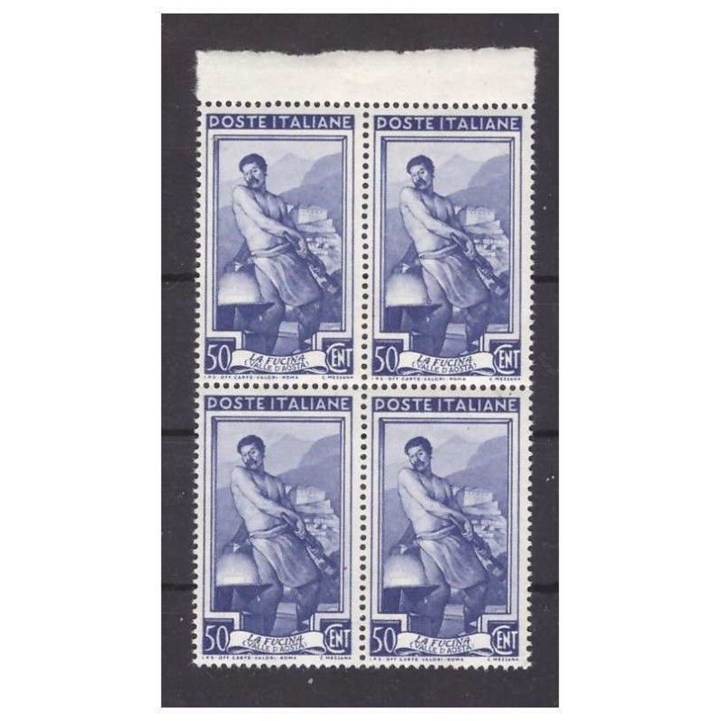ITALIA 1950 - LAVORO Cent. 50  QUARTINA NUOVA **