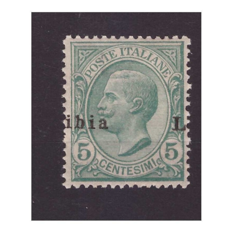 LIBIA  1912  -  LEONI   5  CENTESIMI   SOPRASTAMPA A CAVALLO  NUOVO **