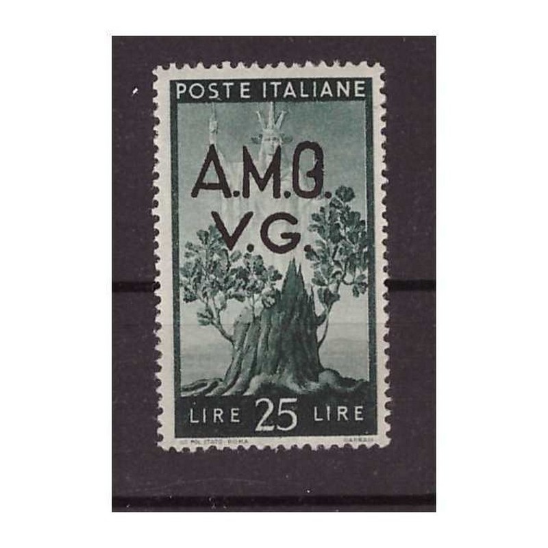 TRIESTE A - AMG VG  DEMOCRATICA  25  LIRE  -  lettera " G " CHIUSA   NUOVO **