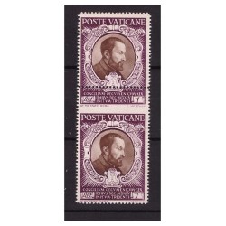 VATICANO 1946 - CONCILIO TRENTO  1 LIRA  COPPIA VERT. VARIETA'  DENT.   NUOVO **