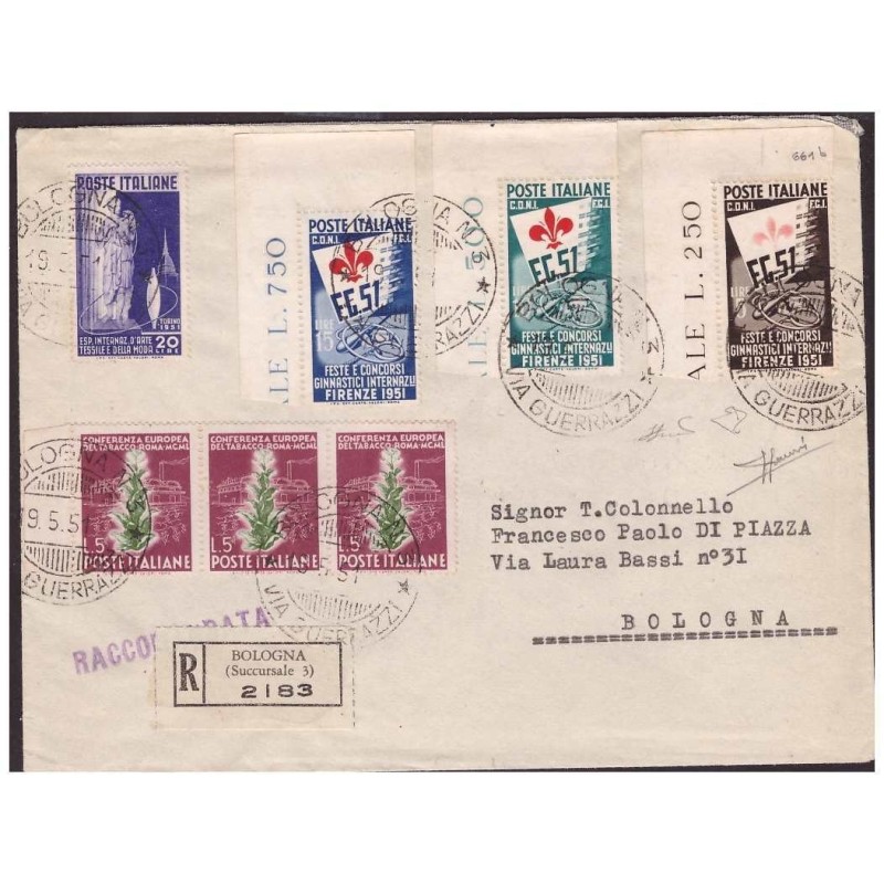 ITALIA 1951 - GINNICI 5 LIRE - GIGLIO EVANESCENTE SU LETTERA UNICO