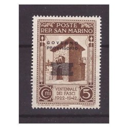 SAN MARINO - 1943  GOVERNO PROVVISORIO  NUOVA SOPRASTAMPA CENT. 5  **