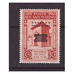 SAN MARINO - 1943  GOVERNO PROVVISORIO  NUOVA SOPRASTAMPA CENT. 10  **