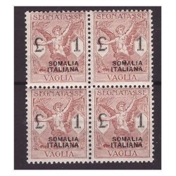 SOMALIA  1926 - SEGNATASSE PER VAGLIA -  1 LIRA  QUARTINA  NUOVA  **