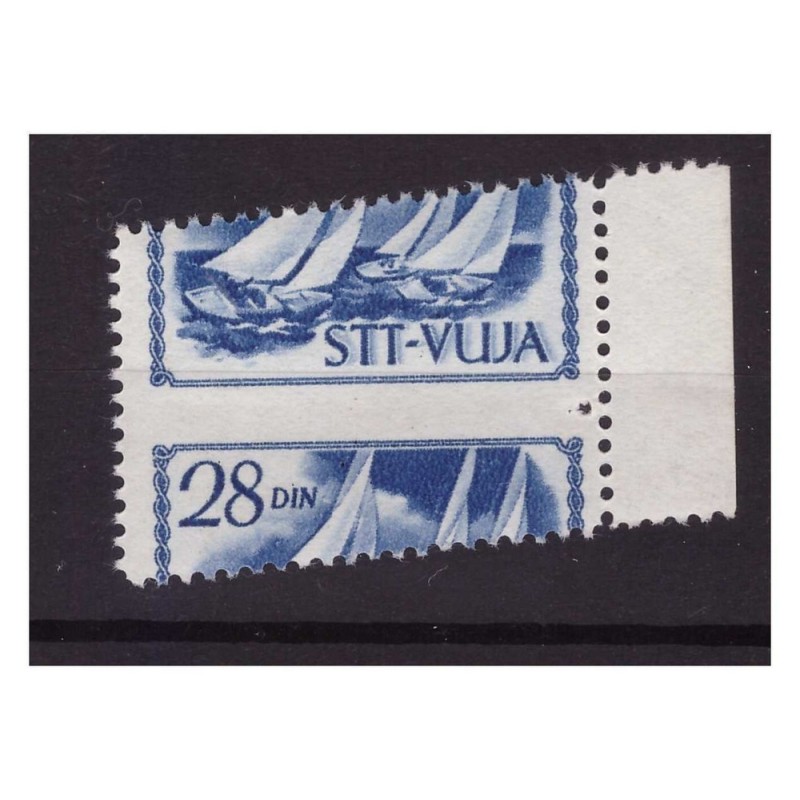 TRIESTE B - 1952  SPORT 28 d. DENTELLATURA INCLINATA   NUOVO  **