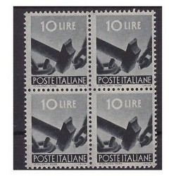 DEMOCRATICA 1946  -  LIRE 10 ARDESIA  QUARTINA  NUOVA **