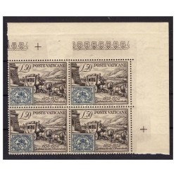 VATICANO 1952 -  CENTENARIO DEL I° FRANCOBOLLO  NUOVO ** QUARTINA LUSSO