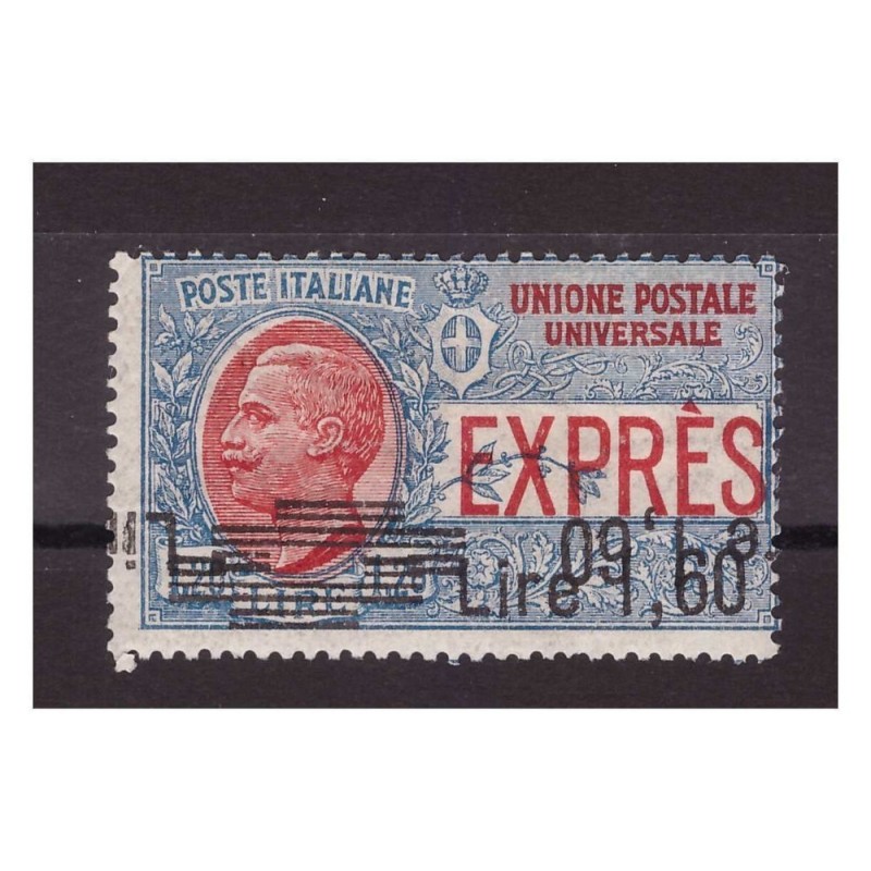 REGNO ESPRESSI 1924 - LIRE 1,60  DOPPIA SOPRASTAMPA UNA CAPOVOLTA  *
