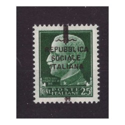 RSI 1944 -   FASCETTI 25 Cent  SOPRASTAMPA  SPOSTATA  IN ALTO   **