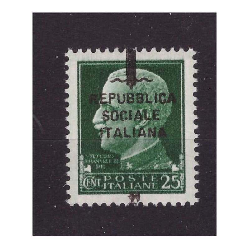 RSI 1944 -   FASCETTI 25 Cent  SOPRASTAMPA  SPOSTATA  IN ALTO   **