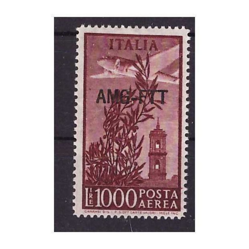 TRIESTE A - CAMPIDOGLIO AEREA Lire 1000  26A  dent 14 x 131/4 nuovo **