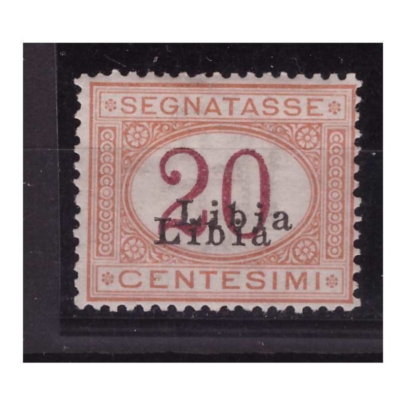 LIBIA 1915  - SEGNATASSE CENT. 20   DOPPIA SOPRASTAMPA  NUOVO **