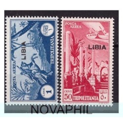 LIBIA  1937  -  POSTA AEREA   SERIE NUOVA  **