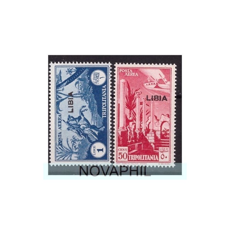 LIBIA  1937  -  POSTA AEREA   SERIE NUOVA  **