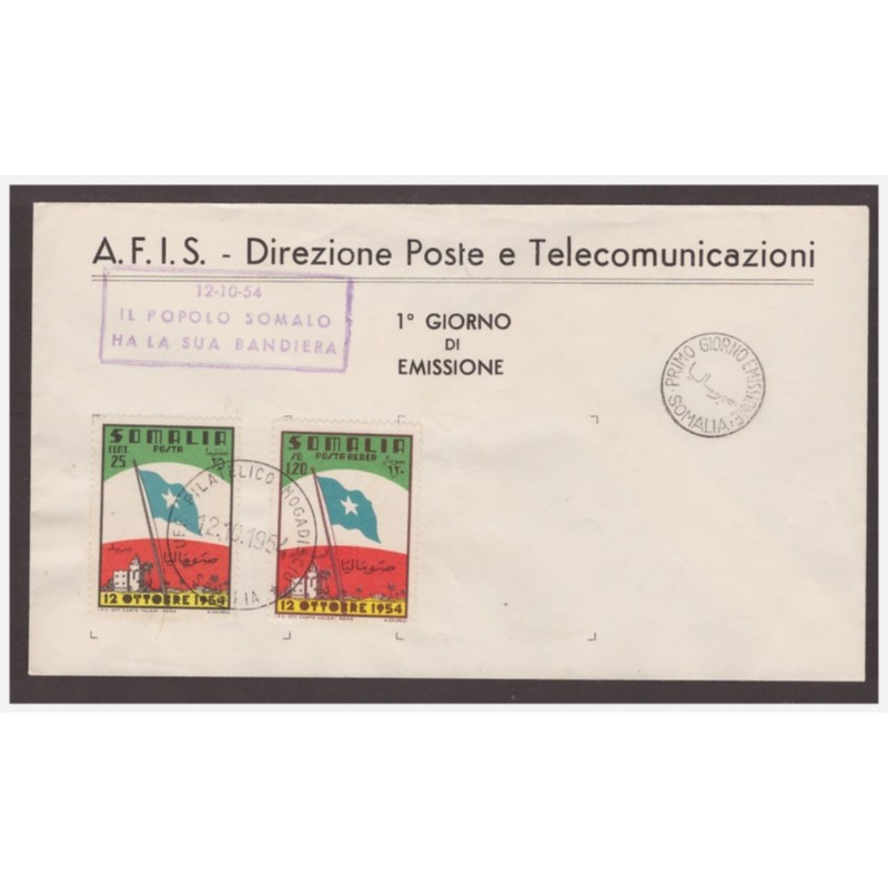 SOMALIA AFIS 1954 - ISTITUZIONE BANDIERA - FDC