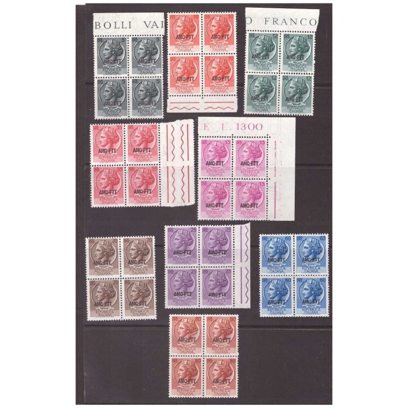 TRIESTE A - 1953  ITALIA TURRITA SIRACUSANA SERIE QUARTINA  NUOVI **