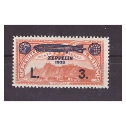 SAN MARINO 1933 -   POSTA AEREA ZEPPELIN  LIRE 3   NUOVO  **