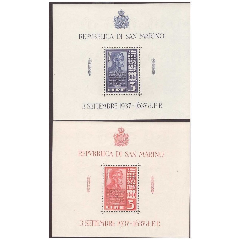 SAN MARINO 1938 -  FOGLIETTI   LINCOLN   NUOVI    **