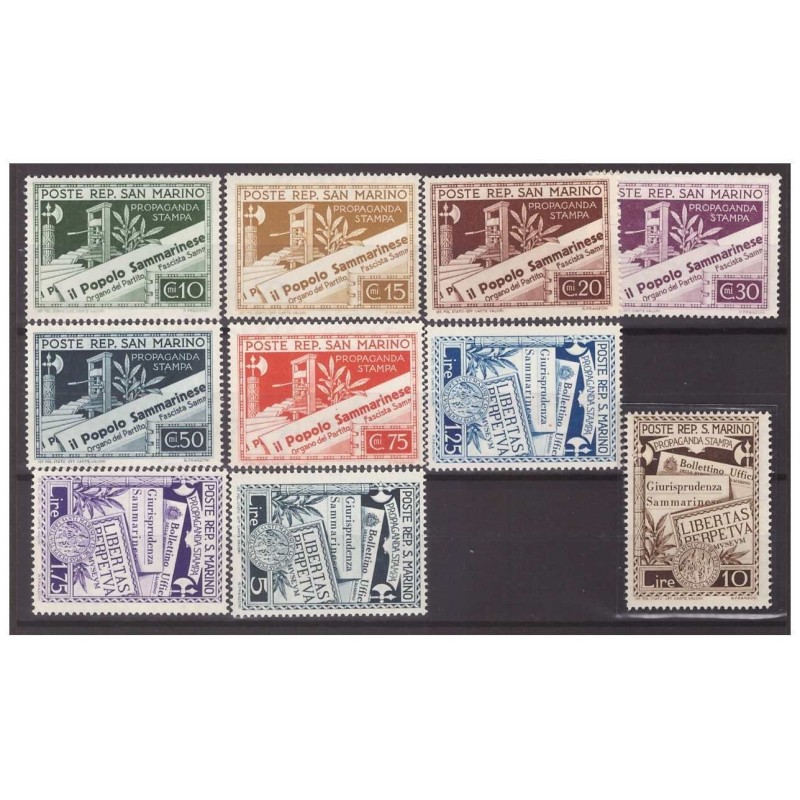 SAN MARINO 1943 -  PROPAGANDA PER LA STAMPA  SERIE   NUOVA    **