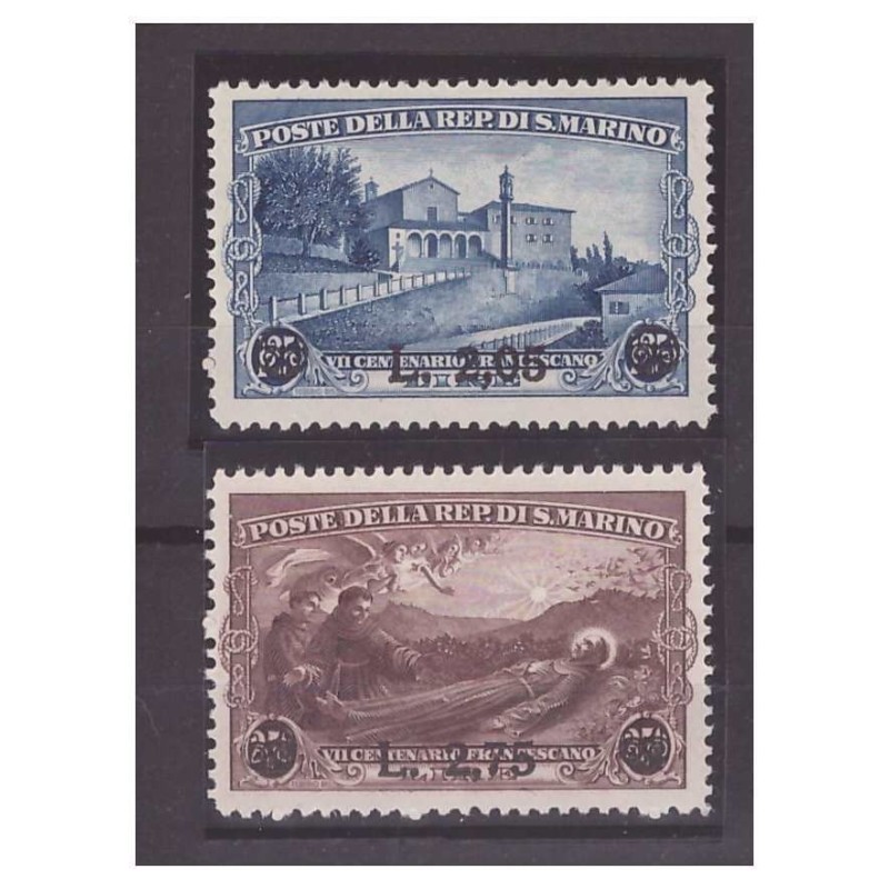 SAN MARINO 1936 -  SAN FRANCESCO  SOPRASTAMPATI  SERIE   NUOVA    **