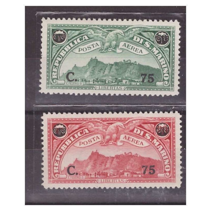 SAN MARINO 1936  -  POSTA AEREA  SOPRASTAMPATI    SERIE   NUOVA    **