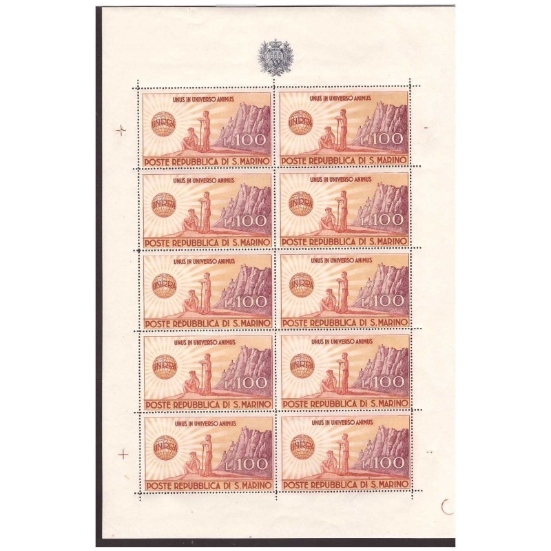 SAN MARINO 1946 - MINIFOGLIO UNRRA  NUOVO **