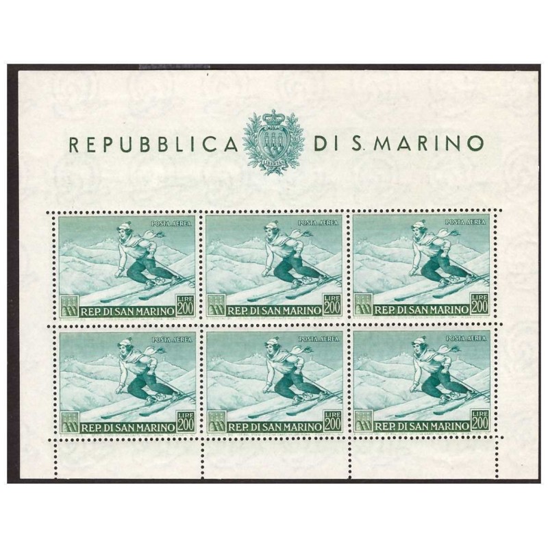 SAN MARINO 1953 - FOGLIETTO SCIATRICE   NUOVO **