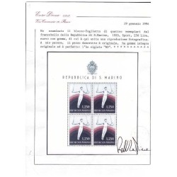 SAN MARINO 1954 - FOGLIETTO GINNASTA   NUOVO **  CERT